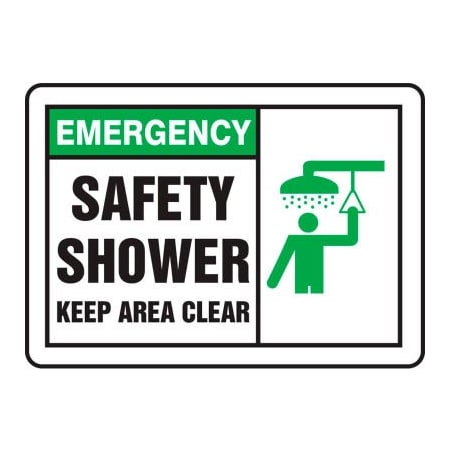 Accuform Accuform Emergency Sign, Safety Shower Graphic, 14inW x 10inH, Plastic MFSD929VP